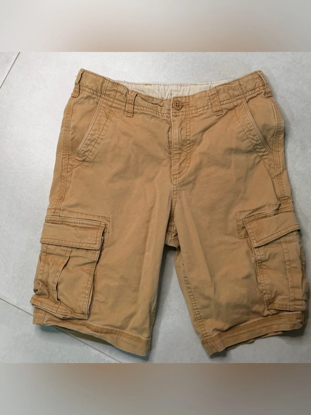 Gap Kids Tan Cargo Cotton Shorts Boys Adjustable Waist | Size 18S